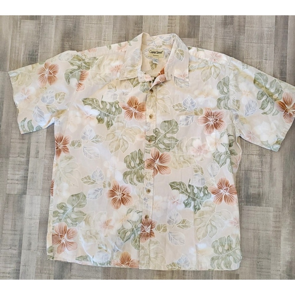 Vintage Cooke Street Shirt Mens 2XL XXL Floral Beach Hawaiian Tee Aloha Pastel